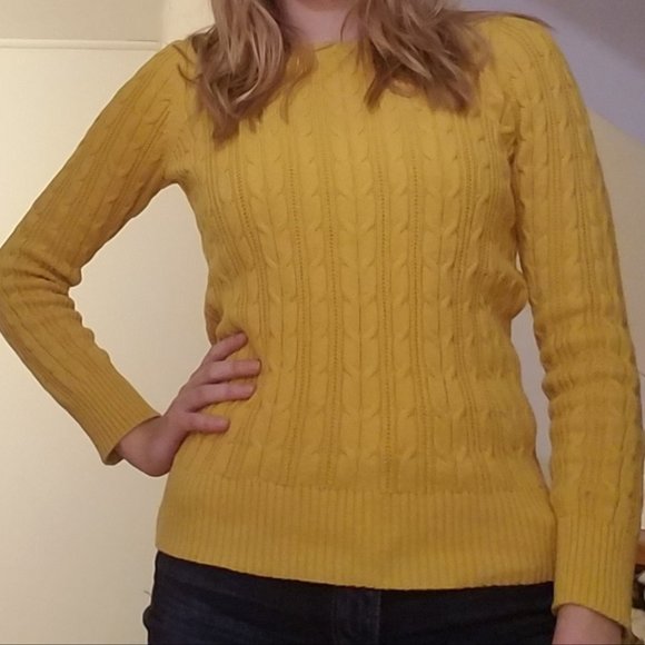 St. John's Bay Mustard Yellow Cable Knit Sweater - Picture 2 of 5